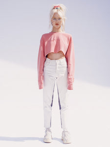 VISUS LOGO CROP CREWNECK • ROSE
