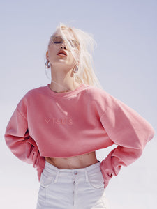 VISUS LOGO CROP CREWNECK • ROSE